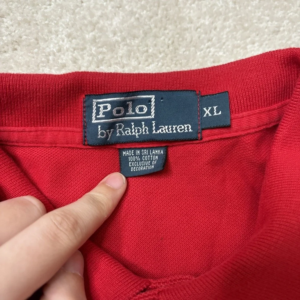 Polo Ralph Lauren Polo Bear Shirt Men's XL Red Cotton Preppy Americana Flag